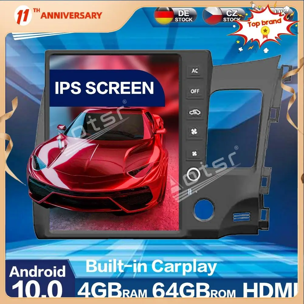 Aorts Tesla Style PX6 Android 9.0 4+64GB Car Radio Player GPS Navigation Auto Stereo HD Multimedia For Honda Civic Right Hand
Aorts Tesla Style PX6 Android 9.0 4+64GB Car Radio Player GPS Navigation Auto Stereo HD Multimedia For Honda Civic Right Hand