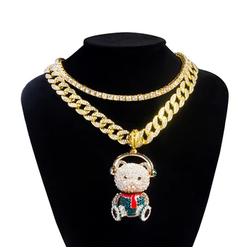 Hip Hop Gold little Bear Pendant & 18" Full Iced Out CZ Miami Cuban Chain & 1 Row 16" Tennis Chain Men Necklace Jewelry
Hip Hop Gold little Bear Pendant & 18" Full Iced Out CZ Miami Cuban Chain & 1 Row 16" Tennis Chain Men Necklace Jewelry