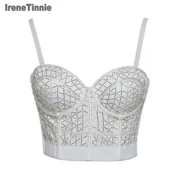 IRENE TINNIE Handmade Women's Sexy Bustier Beading White Crop Top Corset Push Up Tank Top for Party Club
IRENE TINNIE Handmade Women's Sexy Bustier Beading White Crop Top Corset Push Up Tank Top for Party Club