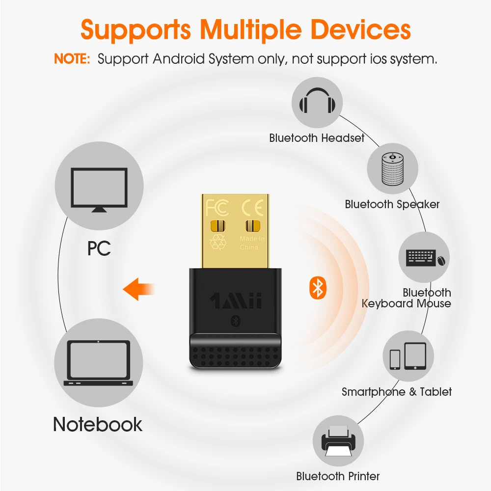 1Mii беспроводной USB Bluetooth аудио адаптер для гарнитуры Динамик aux передатчик Dongles