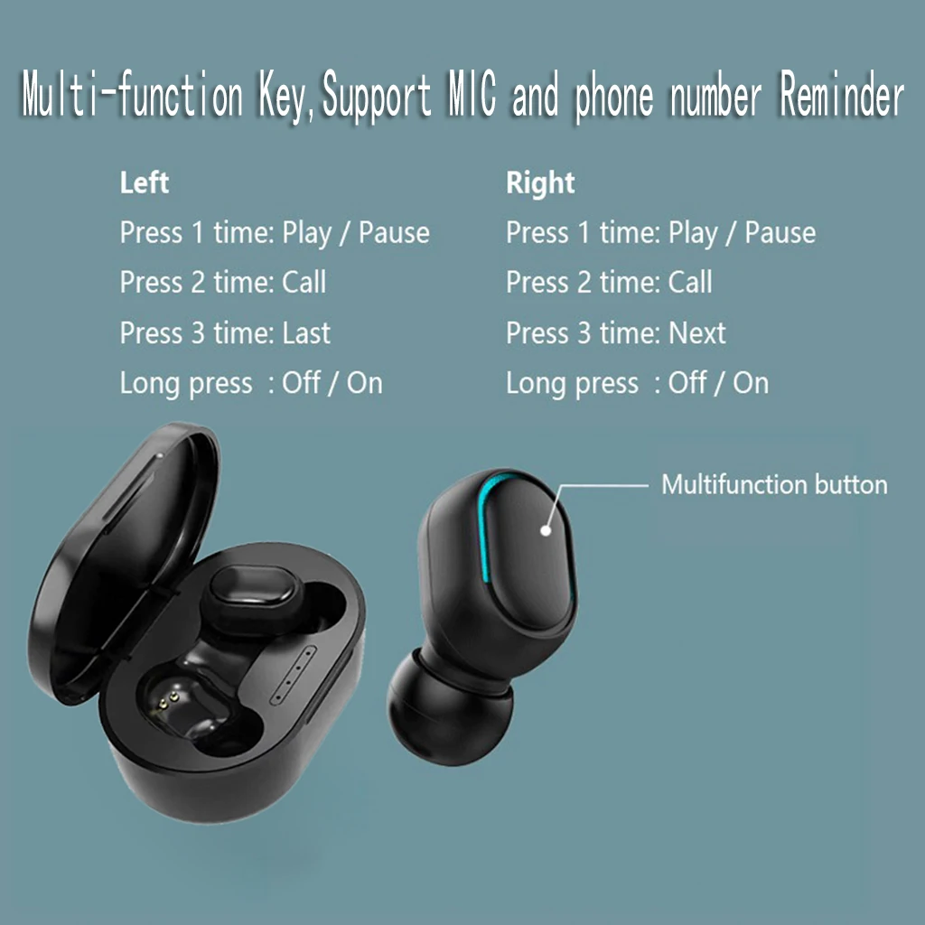 A7S Bluetooth 5.0 TWS Wireless In-Ear Mini Earphones without Digital Display Earphone Bluetooth Headphone Wireless Earbud