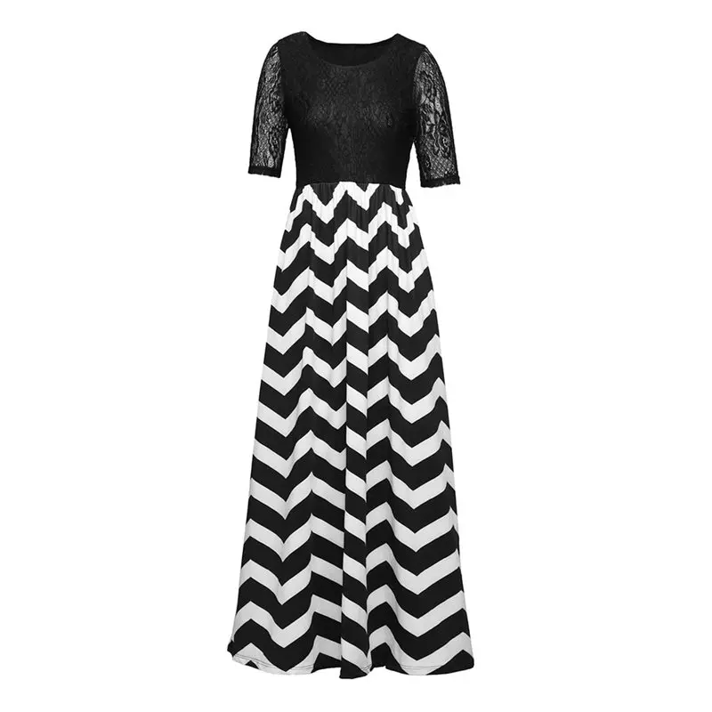 Gothic Lace Stripe Splice Large Size Oversized Elegant Evening Party Mixi Dress Retro Women Loose Robe Autumn Vestido Sukienka | Женская