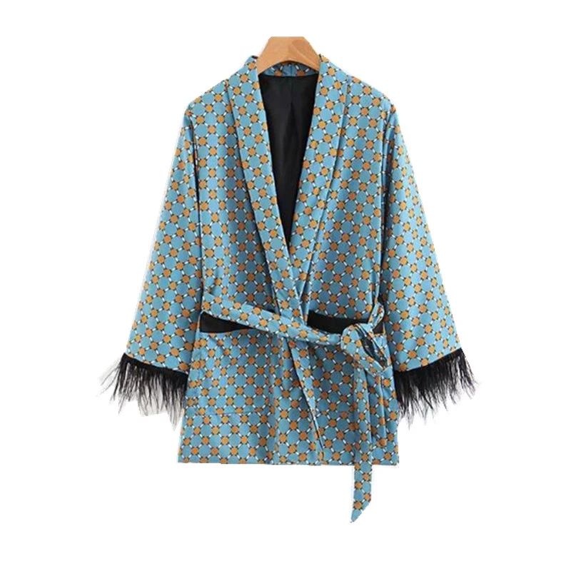 Retro Geometric Dot Print Sashes Waist Blazer Casual Woman Feather Tassel cuff Slim Fit Mid long Suit Jacket Coat Outerwear 
Retro Geometric Dot Print Sashes Waist Blazer Casual Woman Feather Tassel cuff Slim Fit Mid long Suit Jacket Coat Outerwear