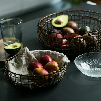 Retro wrought iron storage basket Nordic wind fruit basket baked bread basket snack basket
Retro wrought iron storage basket Nordic wind fruit basket baked bread basket snack basket