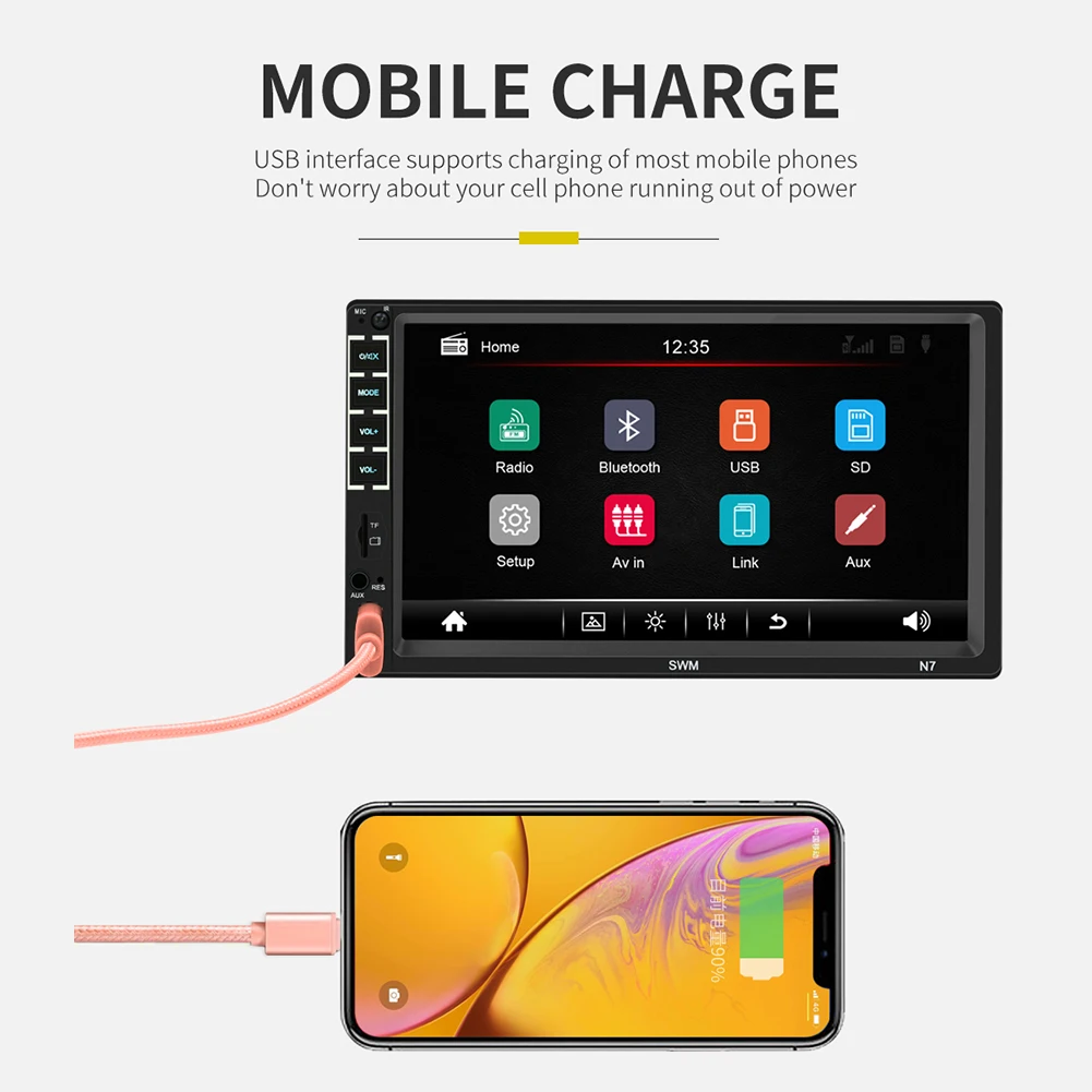 7" 2 Din Car Mp5 Player Bluetooth Stereo Radio Touch Screen HD Rear Mirror USB Charging Stereo Support For IPhone XR Mirror Link
7" 2 Din Car Mp5 Player Bluetooth Stereo Radio Touch Screen HD Rear Mirror USB Charging Stereo Support For IPhone XR Mirror Link