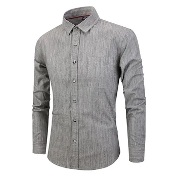 

Autumn Shirt Men‘s Long Sleeve Button White Slim Fit Turndown Collar Solid Casual Calca Social Top Blouse colored Shirts