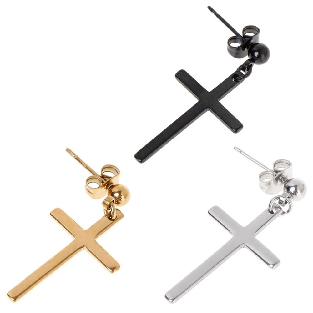 Stainless Steel Earrings Cross Pendant Gold Silver Black Men Female Jewelry Hipster Personality Street Halloween Party 1PC
Stainless Steel Earrings Cross Pendant Gold Silver Black Men Female Jewelry Hipster Personality Street Halloween Party 1PC