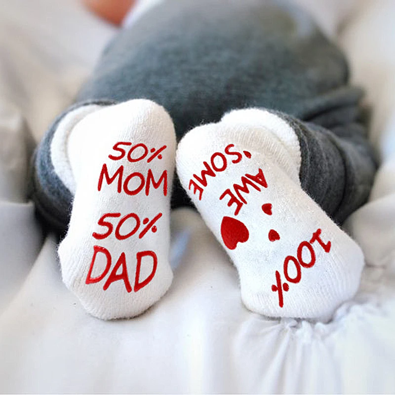 1 пара милые детские носки Мягкие хлопковые с английским алфавитом для