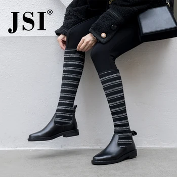 JSI Women Basic Leather Round Head And Knee SquareRoot Boots Slip On Roman Pattern Stretch Cloth Spring And Autumn Boots JO249
JSI Women Basic Leather Round Head And Knee SquareRoot Boots Slip On Roman Pattern Stretch Cloth Spring And Autumn Boots JO249
