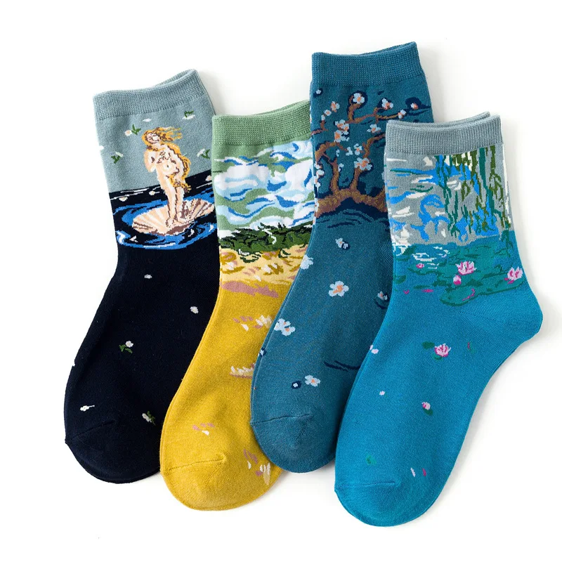 Harajuku Socks For Women Cotton Elastic Force Breathable Ankle Socken High Quality Famous Oil Painting Socks Women Casual 
Harajuku Socks For Women Cotton Elastic Force Breathable Ankle Socken High Quality Famous Oil Painting Socks Women Casual