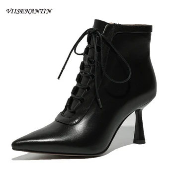 Retro French Pointed Toe Short Boots Women's Stiletto Boots Autumn Winter New Lace-up Temperament Mature High-heeled Ankle Boots
Retro French Pointed Toe Short Boots Women's Stiletto Boots Autumn Winter New Lace-up Temperament Mature High-heeled Ankle Boots