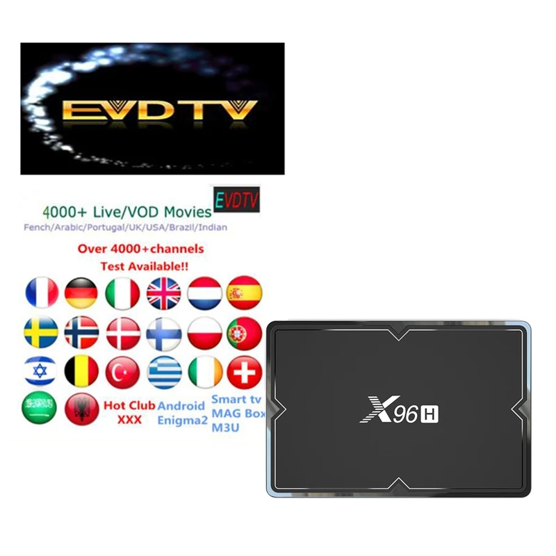 4000+ LiveTv EVDTV X96H Android 9.0 IPTV Arabic UK USA Portugal Spain Poland Sweden Iran Israel French Code Set Top Box
4000+ LiveTv EVDTV X96H Android 9.0 IPTV Arabic UK USA Portugal Spain Poland Sweden Iran Israel French Code Set Top Box