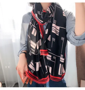 Fashion scarf women winter autumn Spain style long black geometric pattern scarf ladies office pashmina shawl birthday gifts 
Fashion scarf women winter autumn Spain style long black geometric pattern scarf ladies office pashmina shawl birthday gifts