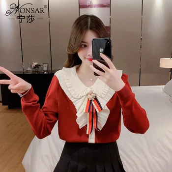 Autumn 2020 new foreign style versatile pin bead bow long sleeve sweater with thin temperament
Autumn 2020 new foreign style versatile pin bead bow long sleeve sweater with thin temperament