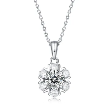 Veryins Classic Sterling S925 Silver with White Gold Coat Center 1ct Moissanite Pendant Snowflake Necklace for Women
Veryins Classic Sterling S925 Silver with White Gold Coat Center 1ct Moissanite Pendant Snowflake Necklace for Women