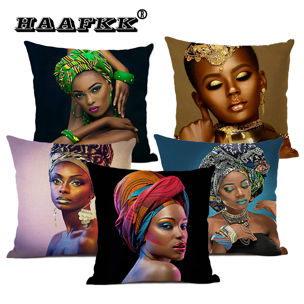 African Woman Portrait Printed Linen Cottton Seat Cushion cover For Sofa Afro Abstract Throw Pillow Case Decorative Pillowcase
African Woman Portrait Printed Linen Cottton Seat Cushion cover For Sofa Afro Abstract Throw Pillow Case Decorative Pillowcase