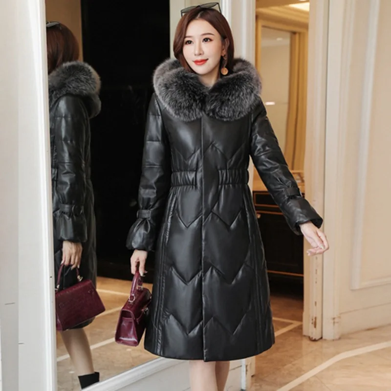 PU Leather down Jacket Cotton-padded Clothes Women's Mid-length Leather Cotton-padded Clothes 2019 Korean-style New Style Fox Fu
PU Leather down Jacket Cotton-padded Clothes Women's Mid-length Leather Cotton-padded Clothes 2019 Korean-style New Style Fox Fu