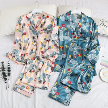 Satin Silky Pajamas Women 2PCS Sleepwear Nightwear Print Flower Kimono Robe Gown Couple Pijamas Set Home Clothes Casual Pyjamas
Satin Silky Pajamas Women 2PCS Sleepwear Nightwear Print Flower Kimono Robe Gown Couple Pijamas Set Home Clothes Casual Pyjamas