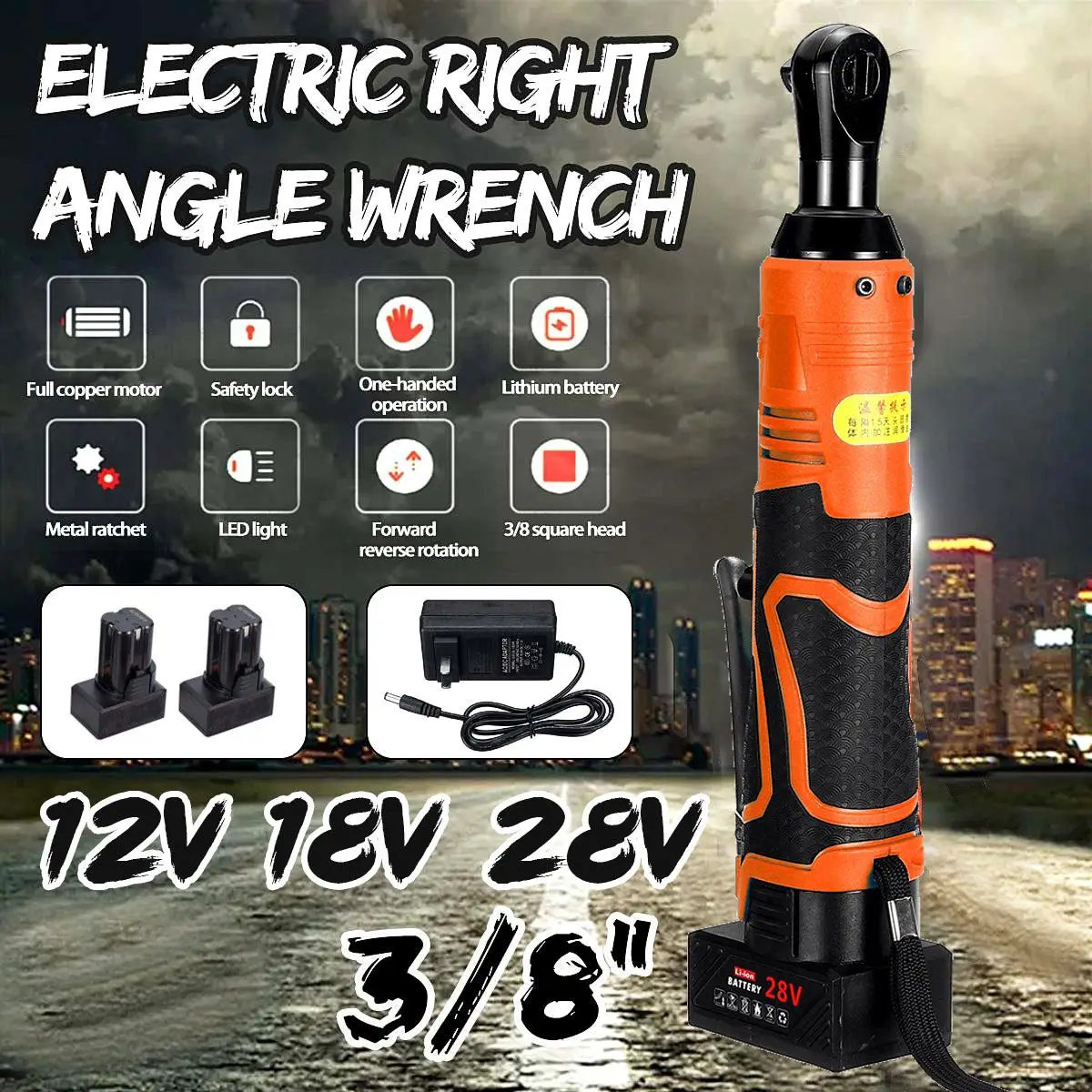 12V/18V/28V Electric Wrench Kit Cordless Ratchet Wrench Rechargeable Scaffolding Torque Right Angle wrench Power Tools
12V/18V/28V Electric Wrench Kit Cordless Ratchet Wrench Rechargeable Scaffolding Torque Right Angle wrench Power Tools
