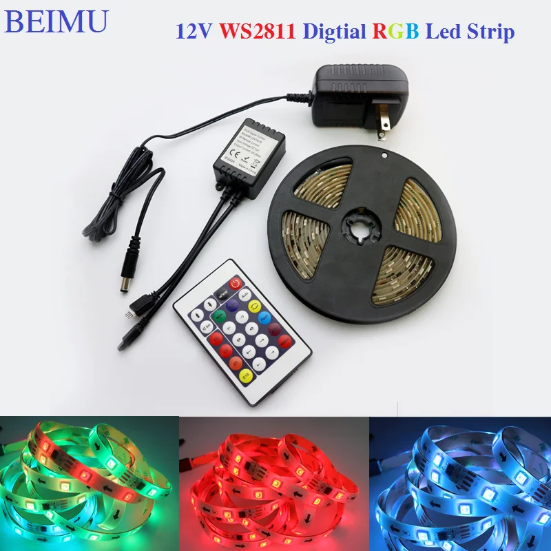 WS2811 RGB Led Strip SMD5050 Addressable 30/leds/m Led Pixels External 1 IC Control 3 Leds Normal/Bright 5m DC12V
WS2811 RGB Led Strip SMD5050 Addressable 30/leds/m Led Pixels External 1 IC Control 3 Leds Normal/Bright 5m DC12V
