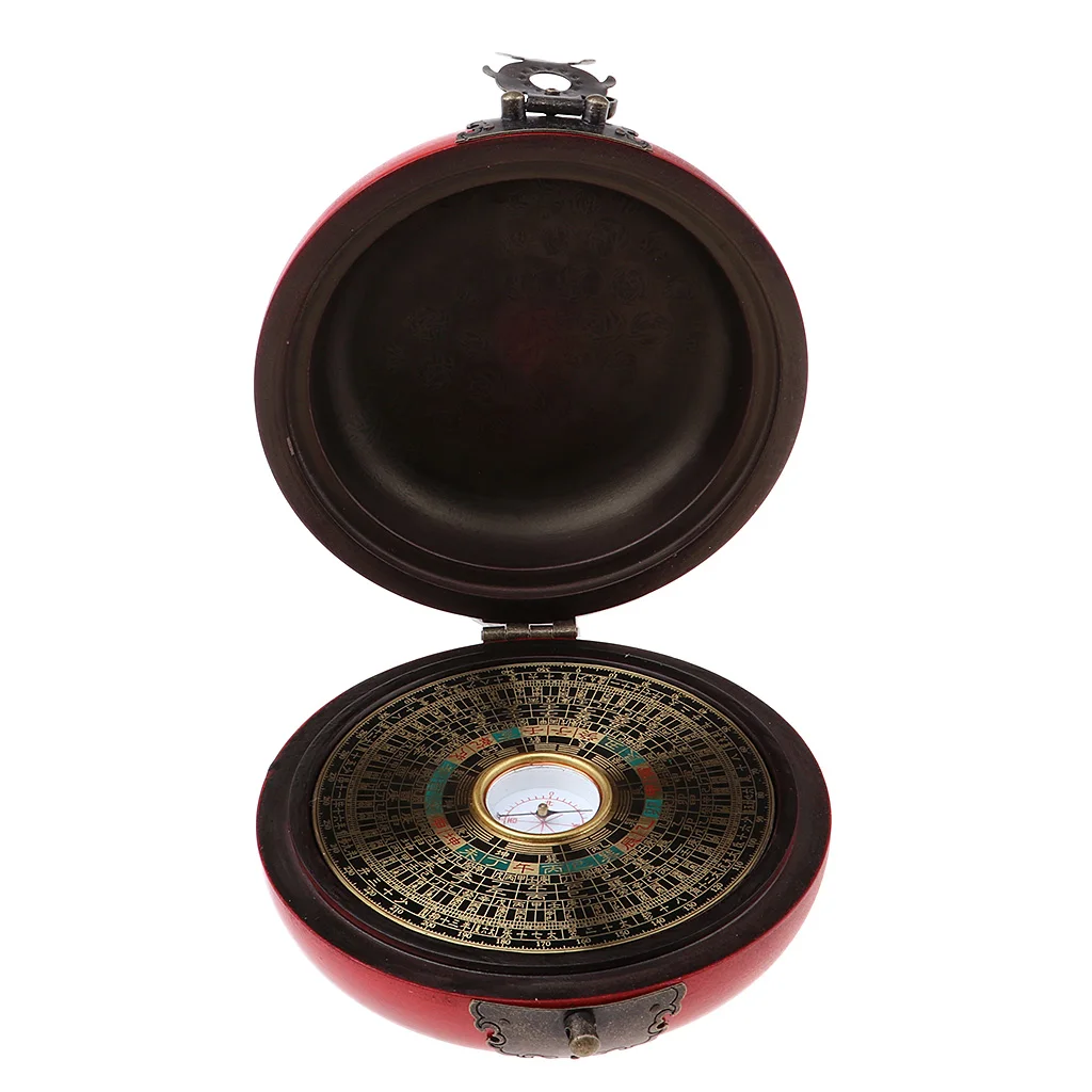 Round Feng Shui Flip Cover Luo Pan/Feng Shui Compass in Wooden Box Storage for Home Planning and Decoration Round Feng Shui Flip Cover Luo Pan/Feng Shui Compass in Wooden Box Storage for Home Planning and Decoration