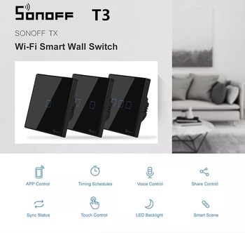 SONOFF-T3 EU/UK 1/2/3 Gang TX Series WIFI Wall Switch 433Mhz RF Remote Controlled Smart Home Switch Works With Alexa Google
SONOFF-T3 EU/UK 1/2/3 Gang TX Series WIFI Wall Switch 433Mhz RF Remote Controlled Smart Home Switch Works With Alexa Google