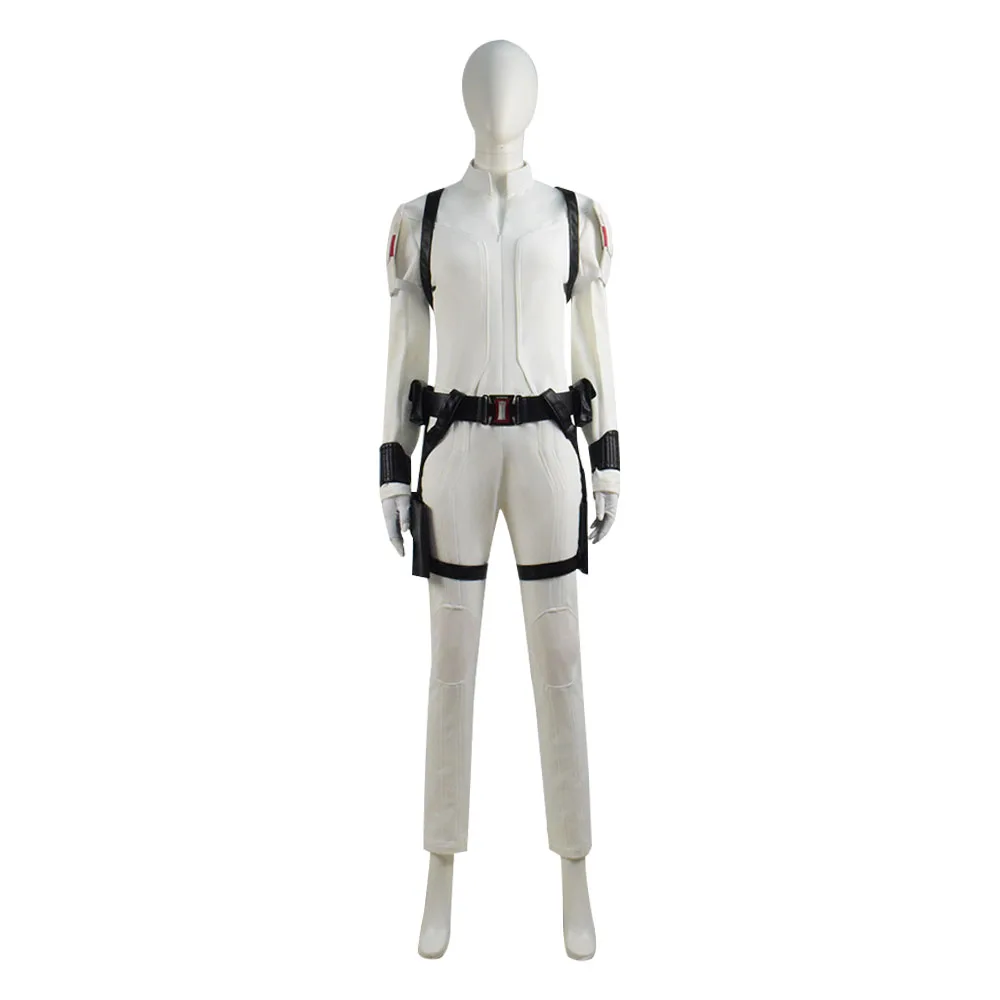 

Cossky Natasha Romanoff Cosplay Costume Women Widow White Battle Suit Jumpsuit