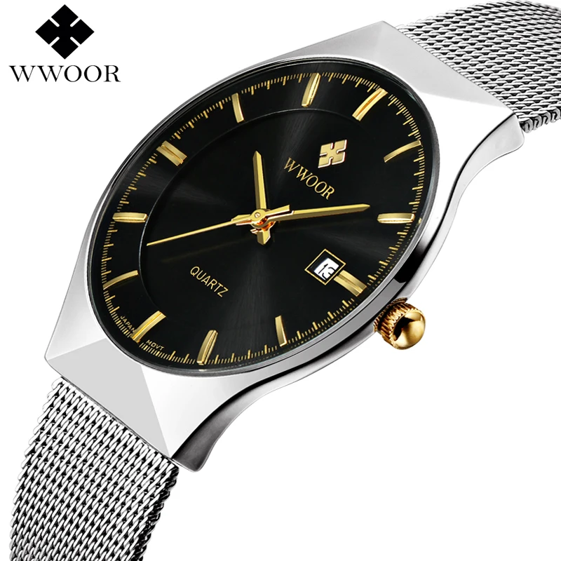 Мужские наручные часы VIP WWOOR-8016 ультратонкие водонепроницаемые устойчивые к