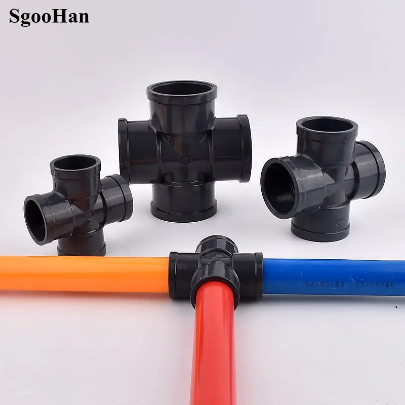 

4-Way PVC CrossWater Pipe Joint Fittings Garden Aquarium Gardening Irrigation Plumbing Greenhouse Plastic Quick Joint Adapter