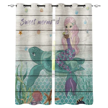 Turtle Mermaid Marine Wood Curtains for Windows Drapes Blinds Modern Custom Printing Curtain For Living Room Bedroom Home Decor
Turtle Mermaid Marine Wood Curtains for Windows Drapes Blinds Modern Custom Printing Curtain For Living Room Bedroom Home Decor
