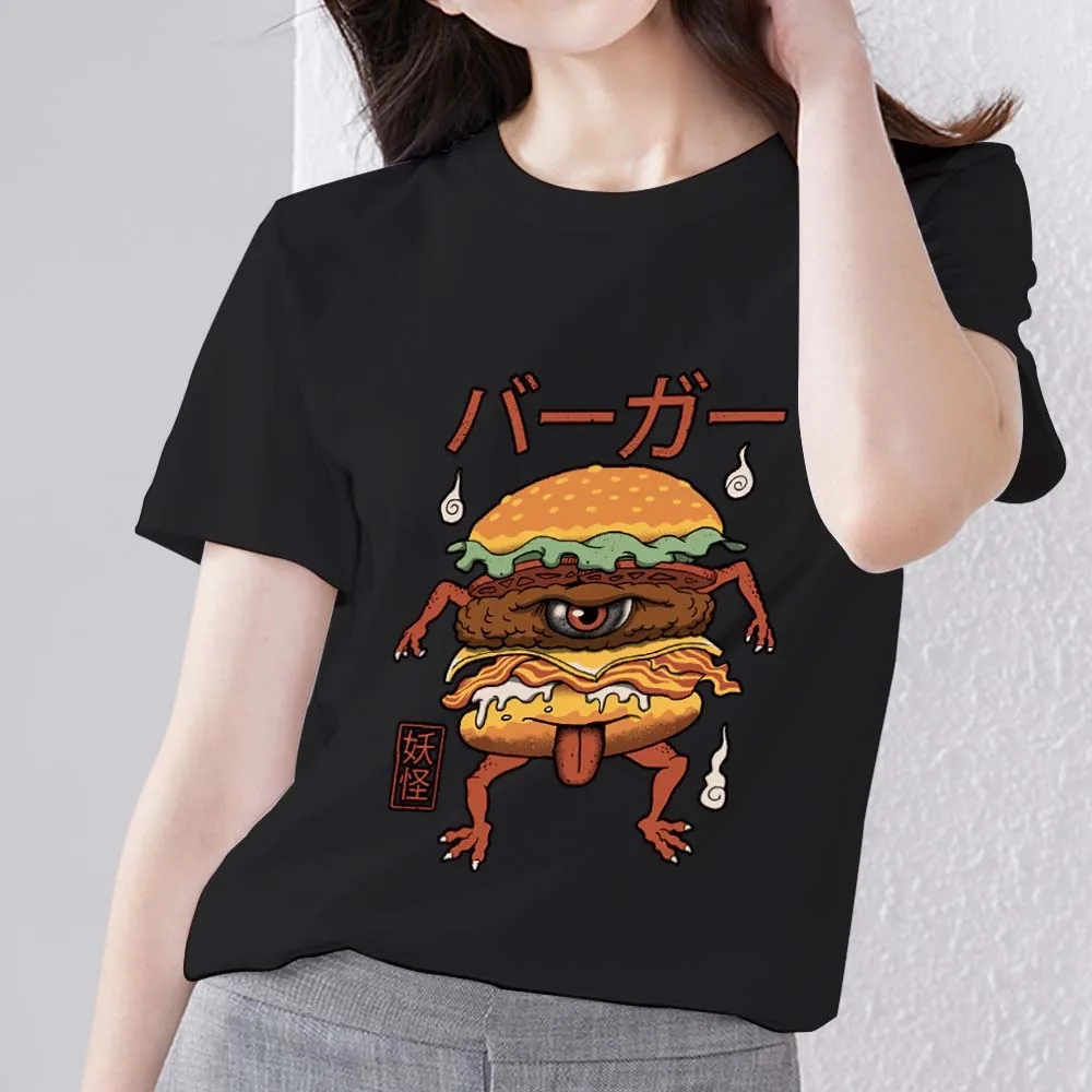 Women's T-shirt Casual Basic Cartoon Hamburger Monster Pattern Printing Fashion Series Commuter O-neck Soft T-shirt Black Top
Women's T-shirt Casual Basic Cartoon Hamburger Monster Pattern Printing Fashion Series Commuter O-neck Soft T-shirt Black Top