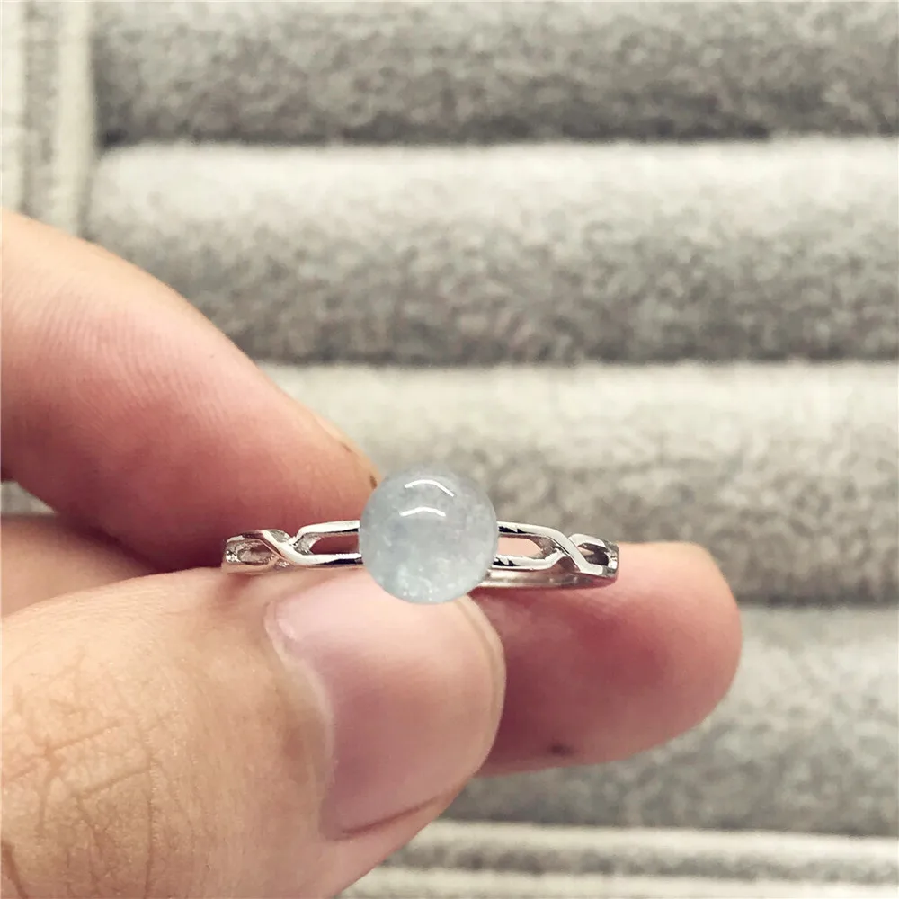Adjustable Ring Natural Blue Aquamarine Beads Crystal Women Female Lady Party Gift Round 6mm Beads Fashion Ring Jewelry AAAAA 
Adjustable Ring Natural Blue Aquamarine Beads Crystal Women Female Lady Party Gift Round 6mm Beads Fashion Ring Jewelry AAAAA