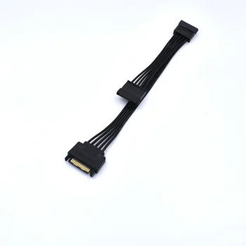 black 18awg SATA 15 Pin male to 2*15 Pin SATA Power Y-Cable Adapter Splitter
black 18awg SATA 15 Pin male to 2*15 Pin SATA Power Y-Cable Adapter Splitter