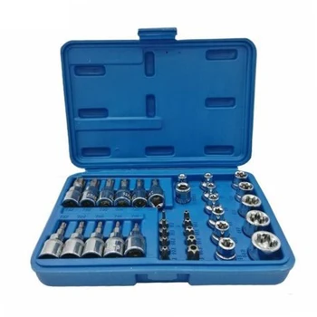 34Pcs/Set Male Female Pentalobe Star Socket Bit Set 3/8in Socket Works With Any 3/8in Drive Ratchet / Power Lever
34Pcs/Set Male Female Pentalobe Star Socket Bit Set 3/8in Socket Works With Any 3/8in Drive Ratchet / Power Lever