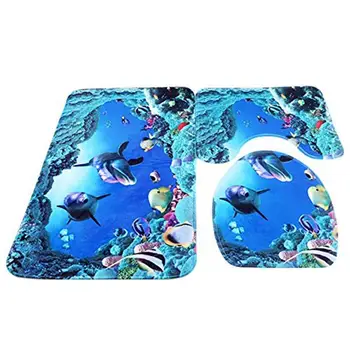 Bath Rug Set, 3-Piece Mat Antislip Bath Rug + Floor Rug + Toilet Cover, Underwater World Blue
Bath Rug Set, 3-Piece Mat Antislip Bath Rug + Floor Rug + Toilet Cover, Underwater World Blue