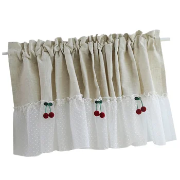 1pc Cotton and Linen Half Curtain Short Curtain Door Curtain Cherry Lace Cupboard Curtain American Country Rural Style Window Cu
1pc Cotton and Linen Half Curtain Short Curtain Door Curtain Cherry Lace Cupboard Curtain American Country Rural Style Window Cu