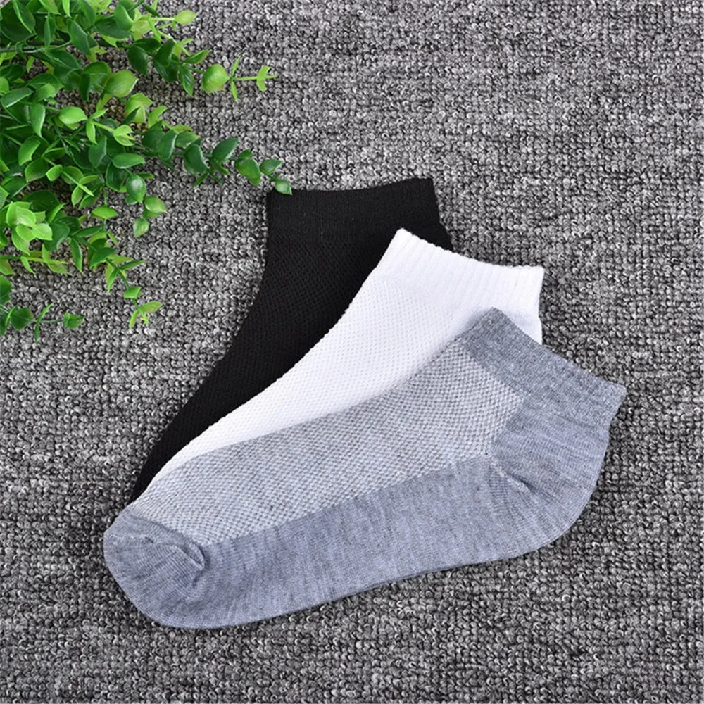 Фото 3 pairs/lot Men Socks High Quality Cotton Mesh Breathable Brief Invisible Slippers Male Shallow Mouth black No Show Sock | Мужская