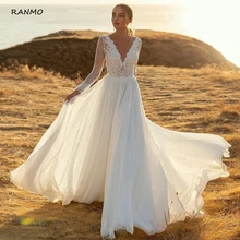 RANMO A Line Chiffon Wedding Dress Long Sleeves Sexy V Neck lace Bride Dress 2021 Boho Wedding Gown
RANMO A Line Chiffon Wedding Dress Long Sleeves Sexy V Neck lace Bride Dress 2021 Boho Wedding Gown