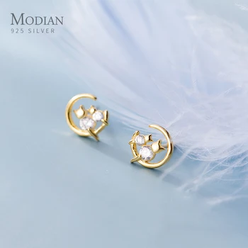 Modian Fashion Animal Ear Pin for Women Lovely Mother and Son Cat Crescent Sterling Silver 925 Stud Earring Fine Jewelry Gift
Modian Fashion Animal Ear Pin for Women Lovely Mother and Son Cat Crescent Sterling Silver 925 Stud Earring Fine Jewelry Gift