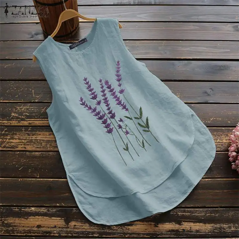 ZANZEA Vintage Tanks Tops Women Summer Sleeveless Blouse Floral Printed Shirt Casual Cotton Linen Blusas Female Loose Vests Robe ZANZEA Vintage Tanks Tops Women Summer Sleeveless Blouse Floral Printed Shirt Casual Cotton Linen Blusas Female Loose Vests Robe