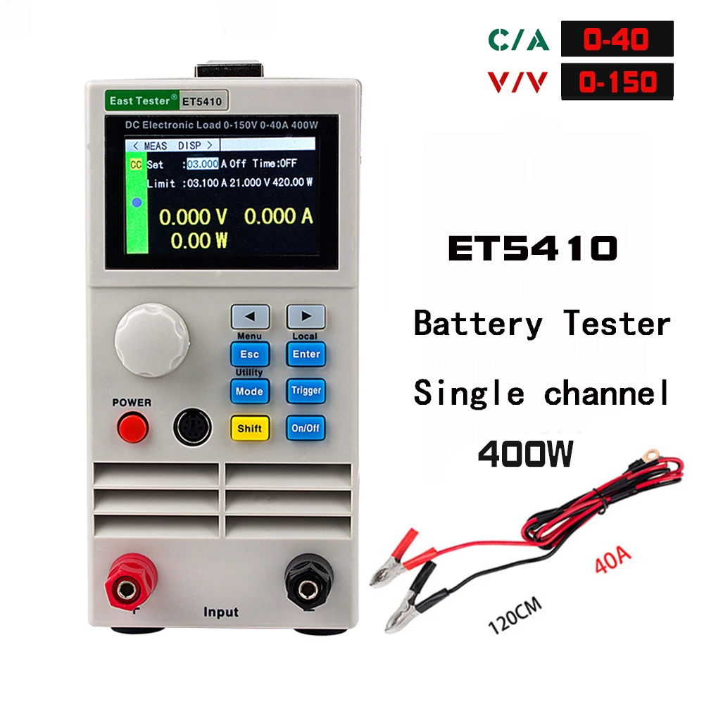 ET5410 400W 150V 40A/15A Professional Programmable DC Electrical Load Digital Control DC Load Electronic Tester ET5420 ET5411
ET5410 400W 150V 40A/15A Professional Programmable DC Electrical Load Digital Control DC Load Electronic Tester ET5420 ET5411