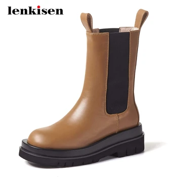 Lenkisen popular hot saling winter boots natural leather classic colors round toe thick high heel superstar mid-calf boots L3f2
Lenkisen popular hot saling winter boots natural leather classic colors round toe thick high heel superstar mid-calf boots L3f2