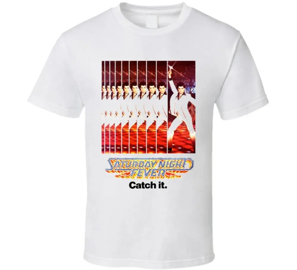 Суббота ночь Fever Джон Траволта диско 70s танцевальная футболка хлопок мужские