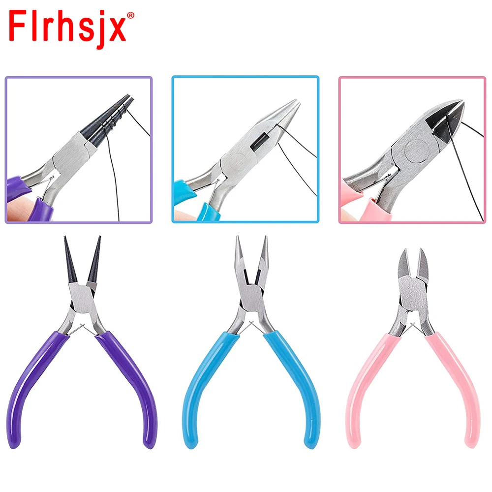 

3pcs/set Zipper Repair Pliers DIY Crafts Making Pliers Needle Nose Round Nose Bent Nose Plier Wire Cutters for Beading Sewing