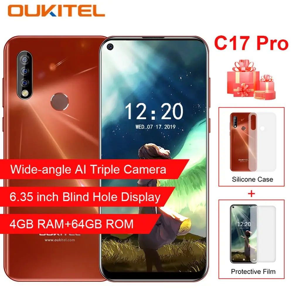 Oukitel C17 Pro 6.35" Android 9.0 Triple Cameras 4GB RAM 64GB ROM3900mAh Battery Mobile Phone 13MP Fingerprint 4G LTE Smartphone
Oukitel C17 Pro 6.35" Android 9.0 Triple Cameras 4GB RAM 64GB ROM3900mAh Battery Mobile Phone 13MP Fingerprint 4G LTE Smartphone