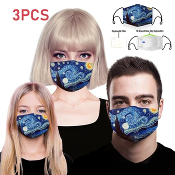 Van Gogh Oil Art Print Face Mask Starry Sky Graphic Replaceable PM2.5 Filter Paper Protection Dust Mouth Mask Washable Reusable
Van Gogh Oil Art Print Face Mask Starry Sky Graphic Replaceable PM2.5 Filter Paper Protection Dust Mouth Mask Washable Reusable