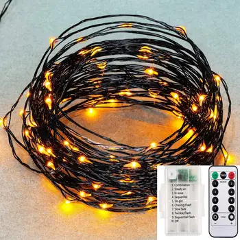 33 ft LED for Halloween Decor with 3AA BATTERY & 8 Modes Remote Control Timer, Waterproof BLACK Copper Wire String Lights
33 ft LED for Halloween Decor with 3AA BATTERY & 8 Modes Remote Control Timer, Waterproof BLACK Copper Wire String Lights