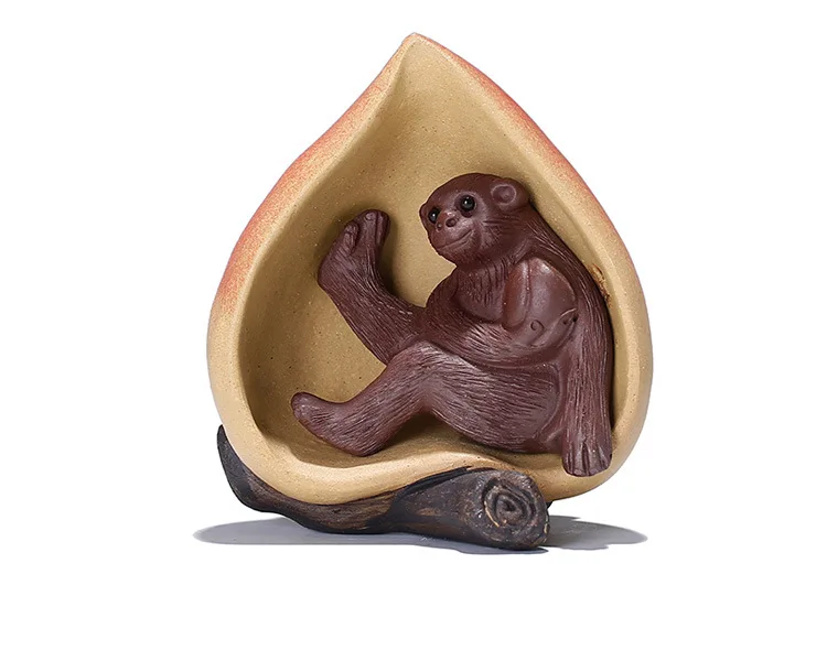 clay tea ornaments longevity peach monkey tea tray decoration a