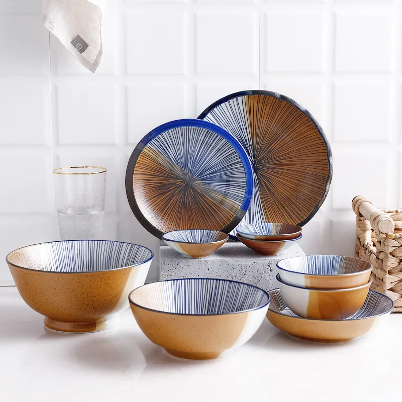 Japanese Elegant Ceramic Dinner Set Streak Plates Dishes Saucer Rice Noodles Bowl Dinnerware Set Drop Shipping
Japanese Elegant Ceramic Dinner Set Streak Plates Dishes Saucer Rice Noodles Bowl Dinnerware Set Drop Shipping