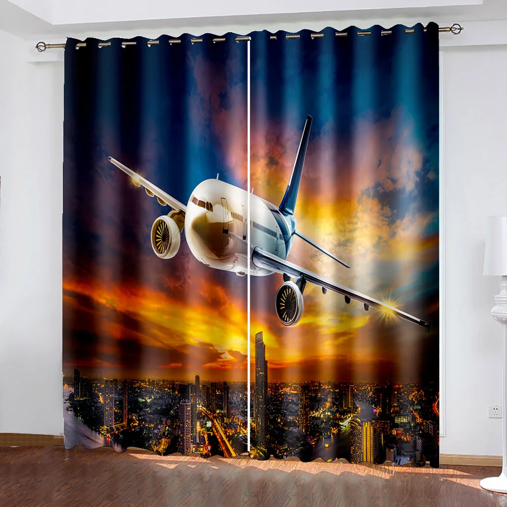 

Airplane 3D Printing Window Curtains Modern Living Room Curtain for Bedroom Home Decor Blackout Curtains Curtain Living